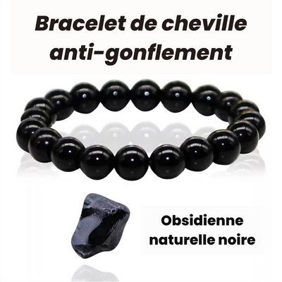 Bracelet de cheville Anti-Gonflement en obsidienne noire